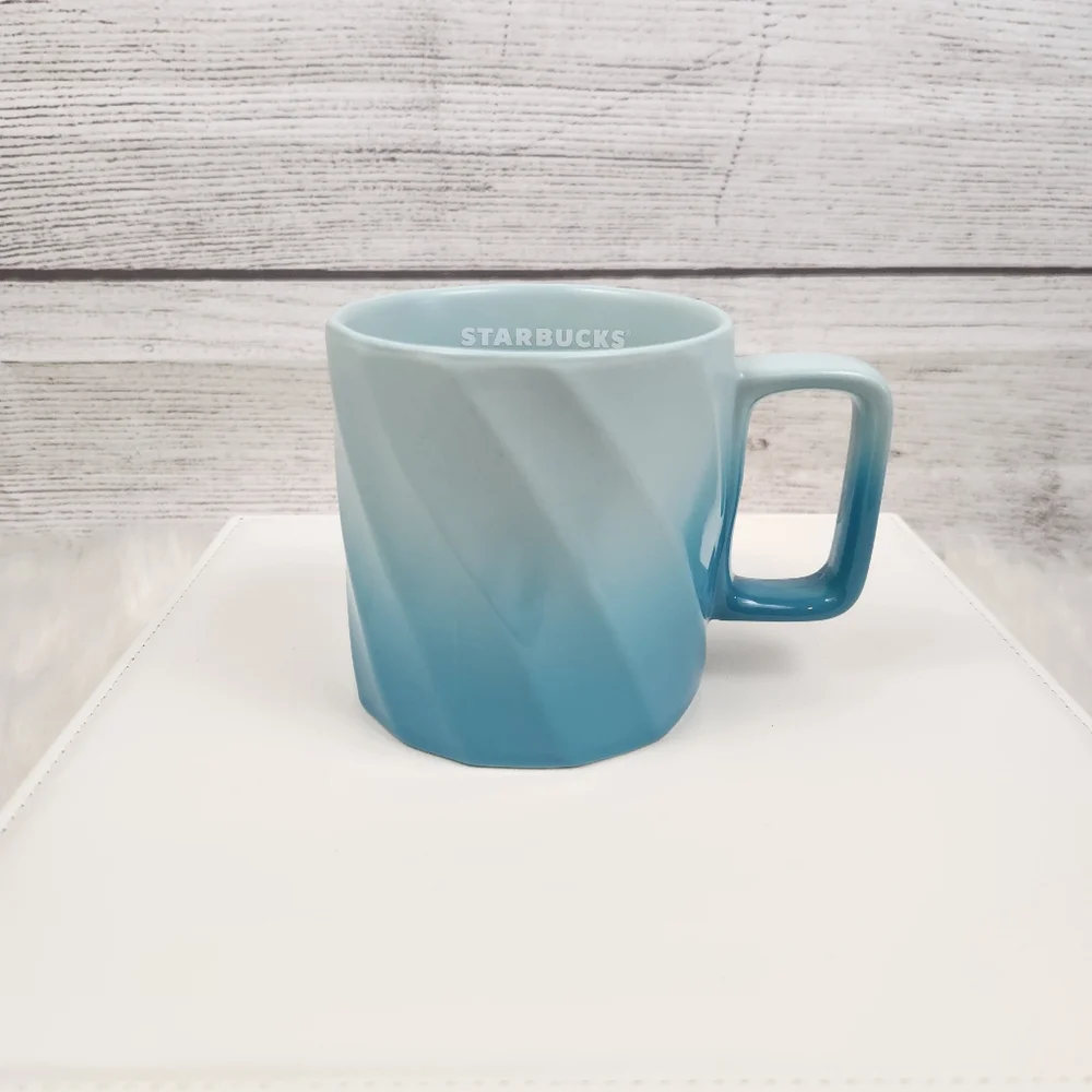 Starbucks Blue Ombre Twist Ribbed Ceramic Mug 14oz